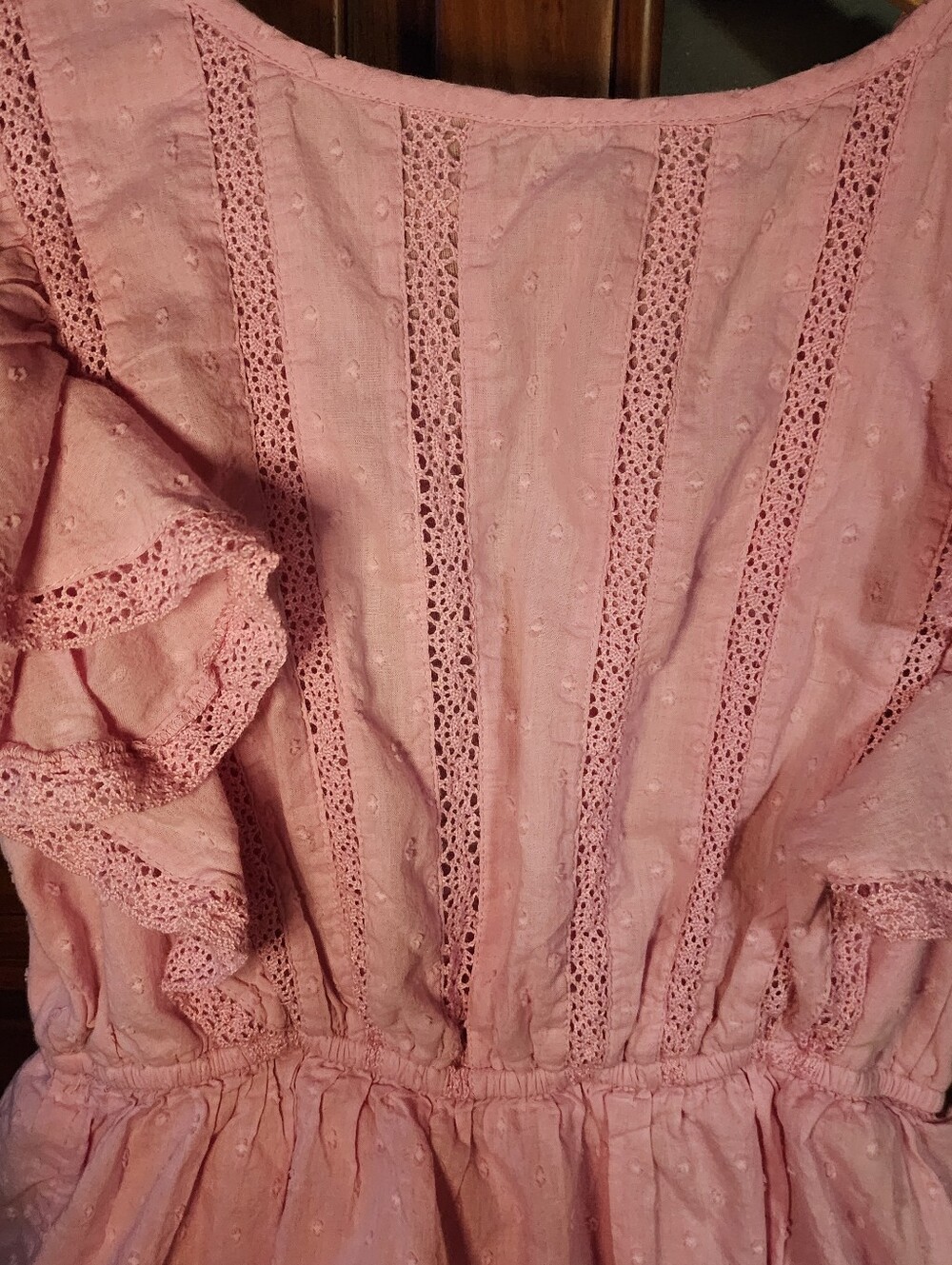 Pink Eyelet Lace Midi Dress
